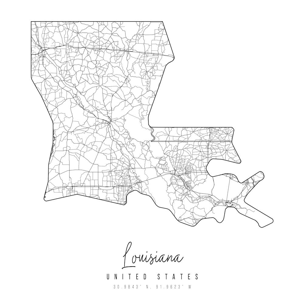 Louisiana Minimal Street Map Square