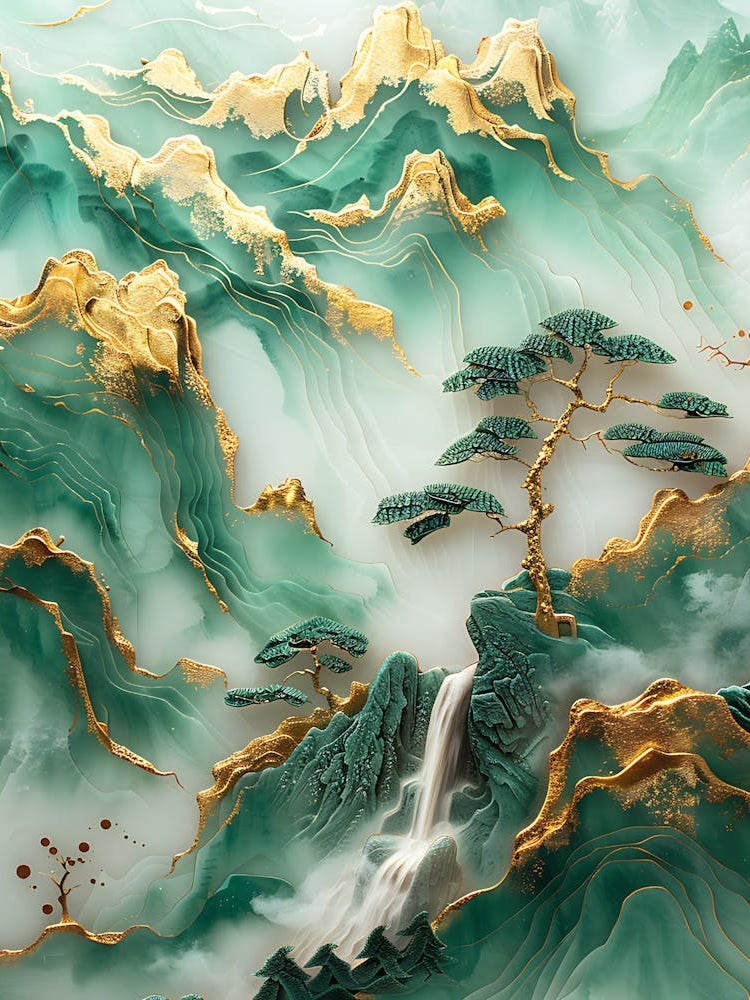 Gold Inlaid Jade Carving Scene 6