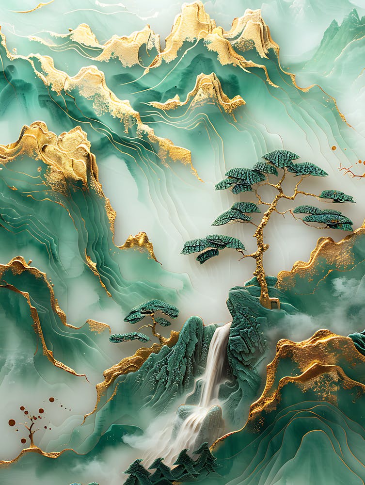 Gold Inlaid Jade Carving Scene 6