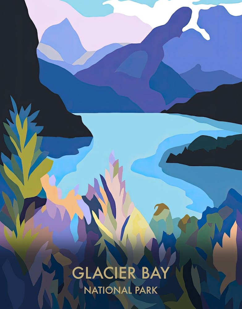 Glacier Bay National Park Travel Poster Matisse Style 2