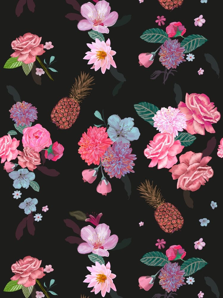 Pineapple And Pink Roses