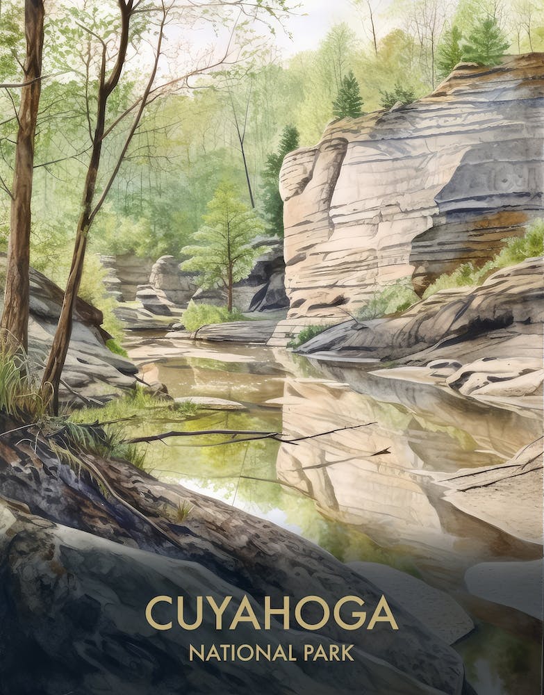 Cuyahoga Valley National Park Watercolour Vintage Travel Poster 4