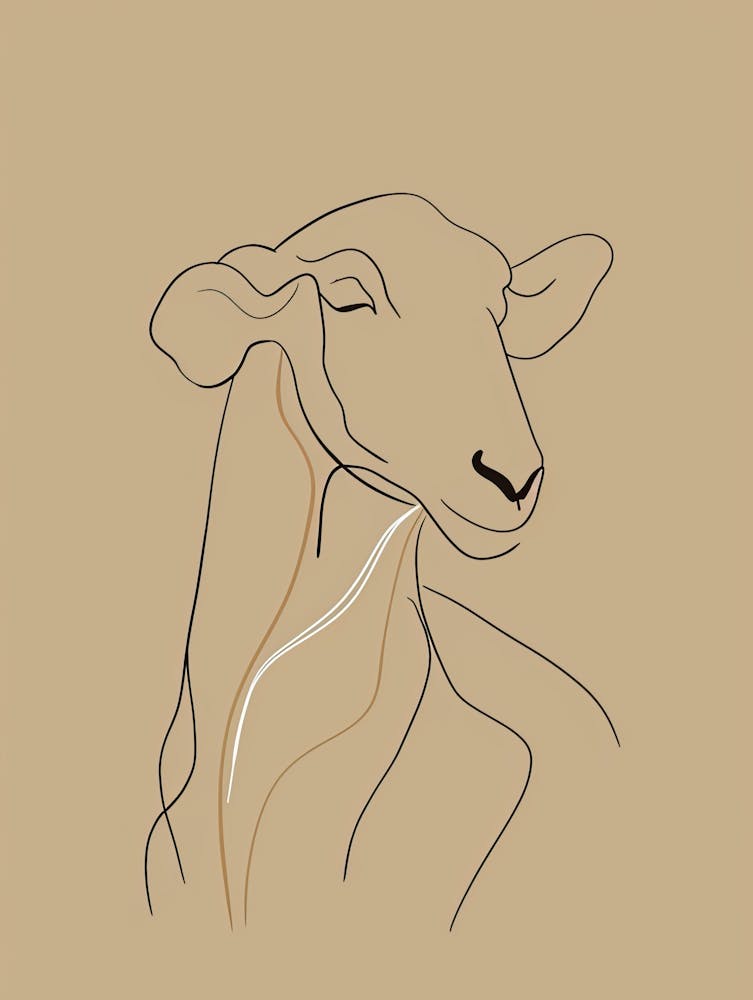 Sheep - Boho, Line Art 3