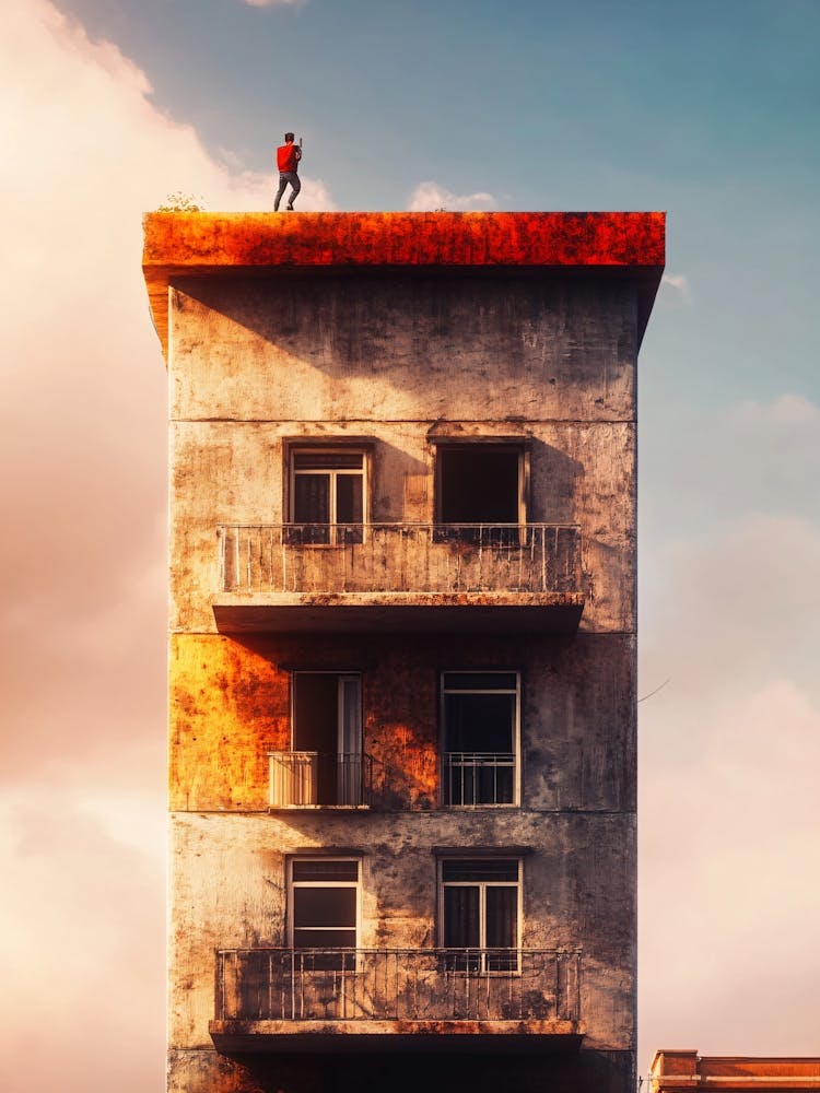 Man On Top Of Building