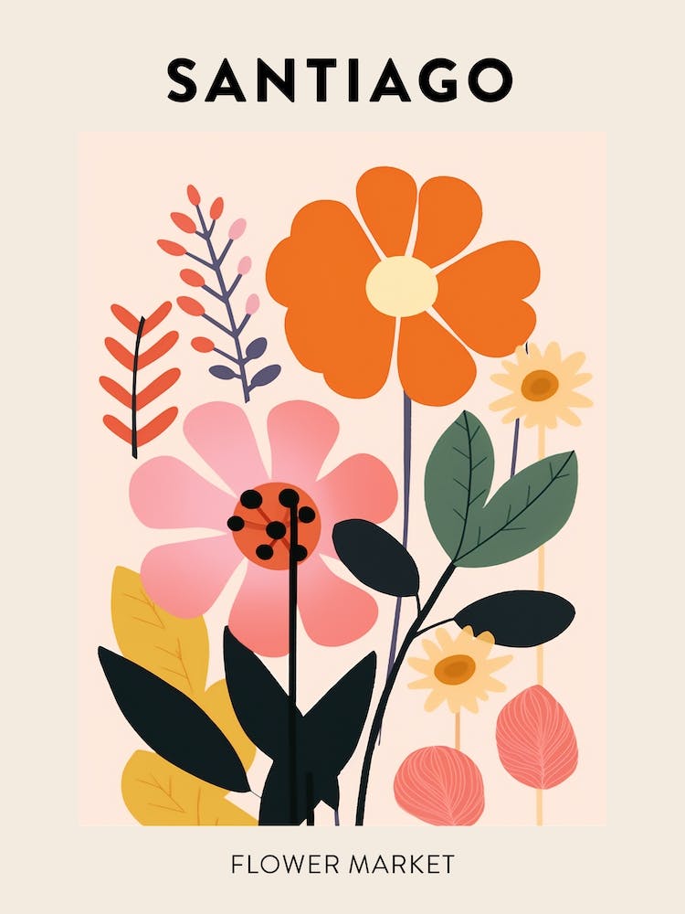 Flower Market Poster Santiago Chile