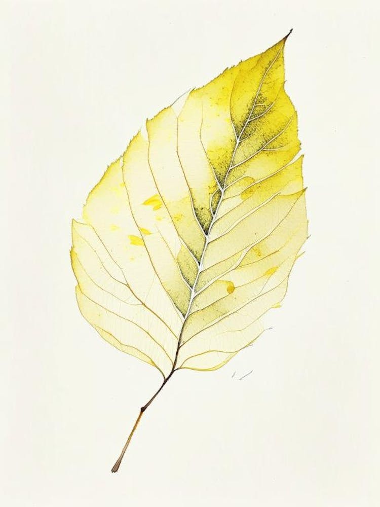 Yellow Birch Leaf Minimalist Watercolour 2