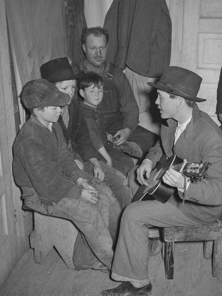 Untitled Photo, Possibly Related To Guitar Player And Singers At Play Party In Mcintosh County, Oklahoma