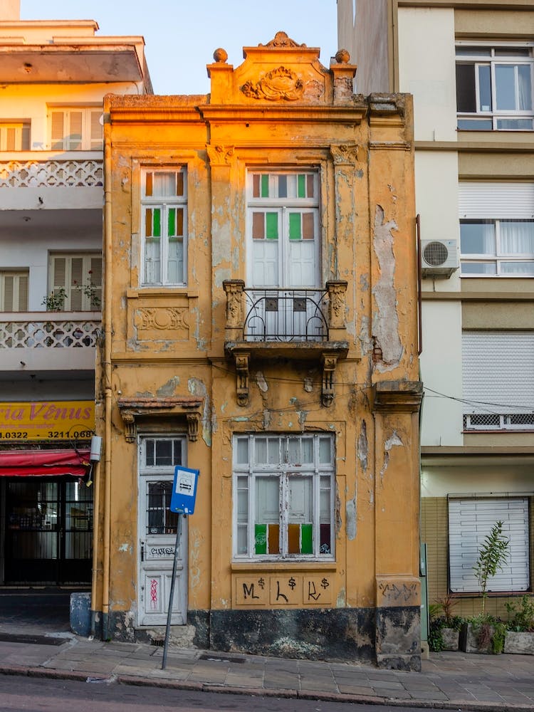 Old Yellow House In Porto Alegre Brazil