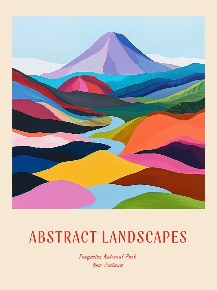 Colourful Abstract Tongariro National Park New Zealand 3 Poster