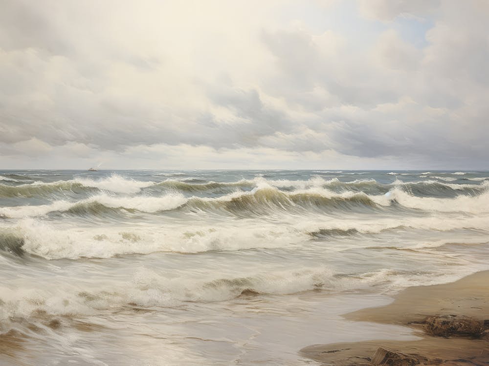 Vintage Ocean Seascape Painting