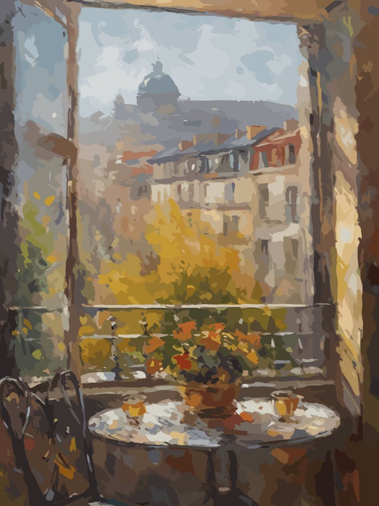 Window View Of Paris In The Style Of Impressionism 2