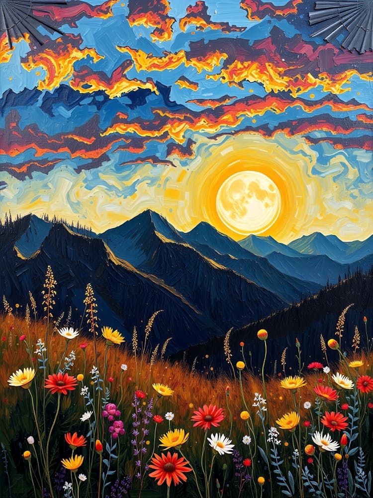 Coucher de soleil dans les montagnes 36