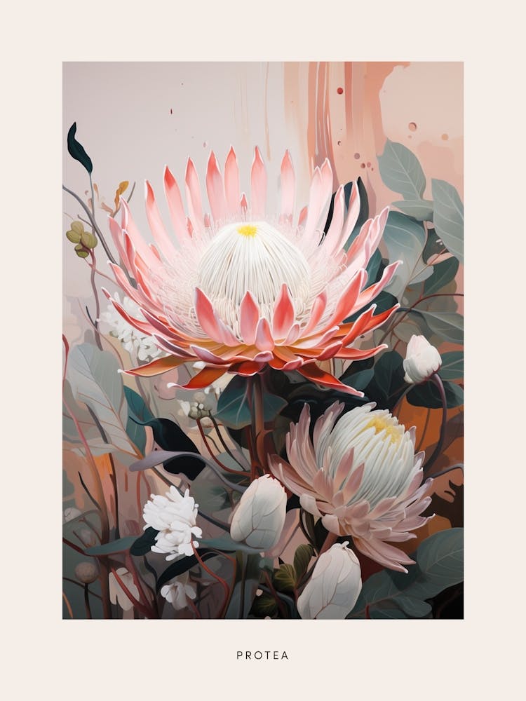 Flower Illustration Protea 10 Poster