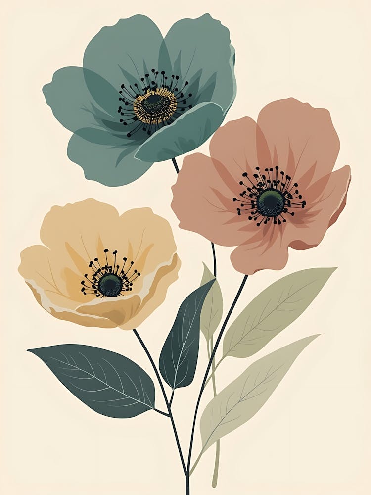 Boho Chic Flower Illustrations | Aesthetic Floral Wall Prints