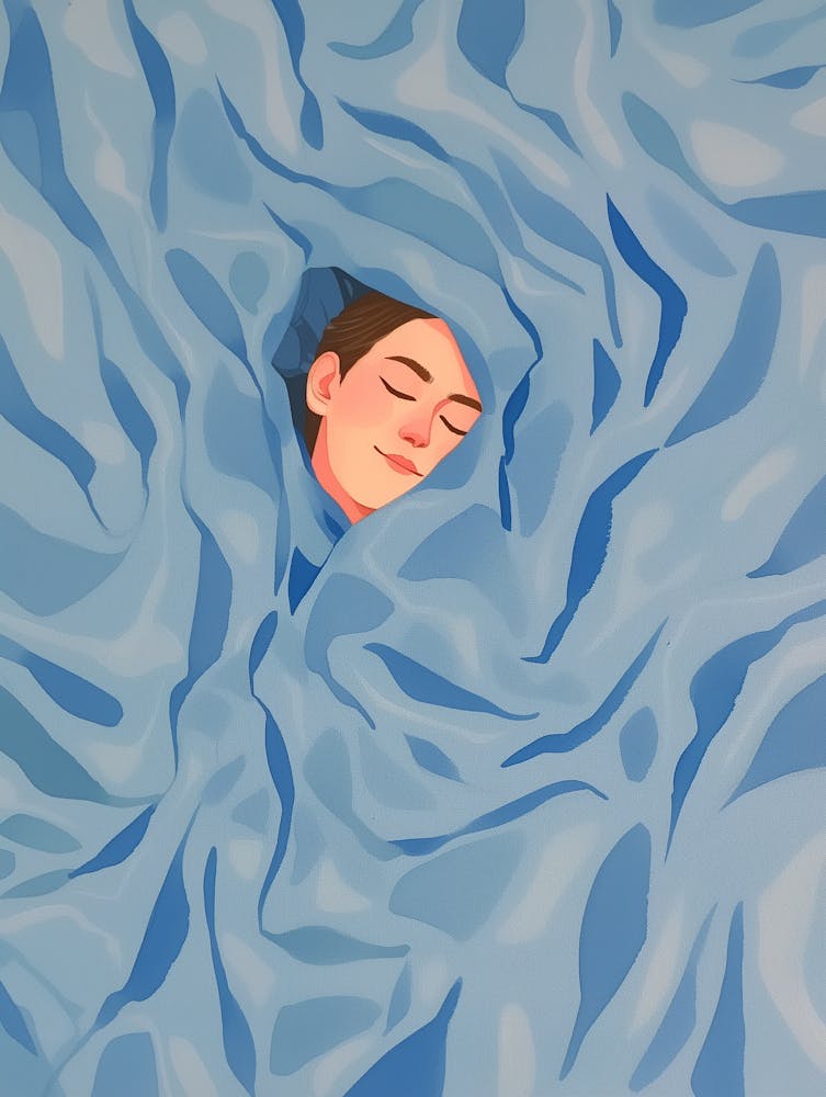 Sleeping Girl In Blue Blanket