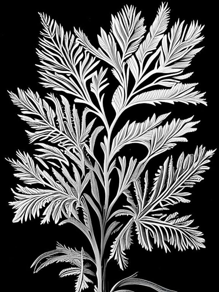 Hemlock Needle Leaf Linocut 1