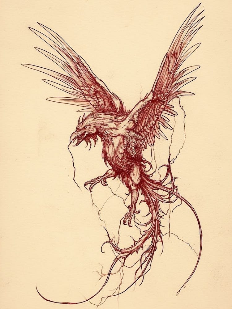 Vintage Harpy Etching