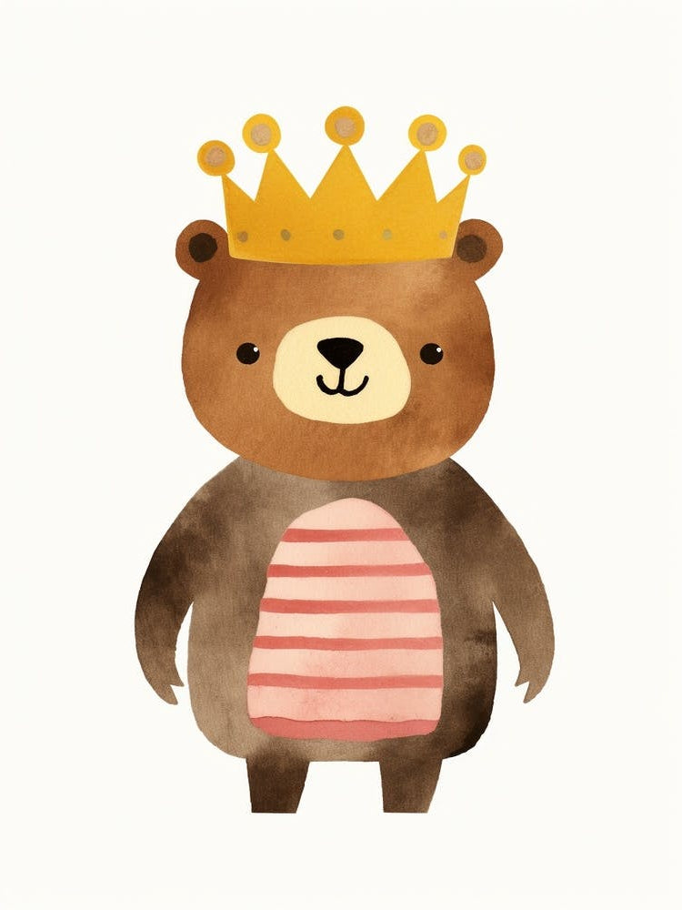 Little Grizzly Bear 1 Wearing A Crown