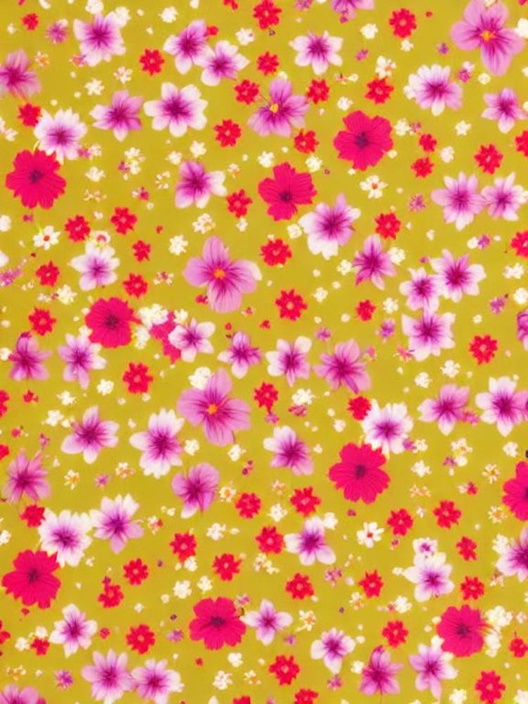 Impatiens Floral Print Warm Tones 1 Flower