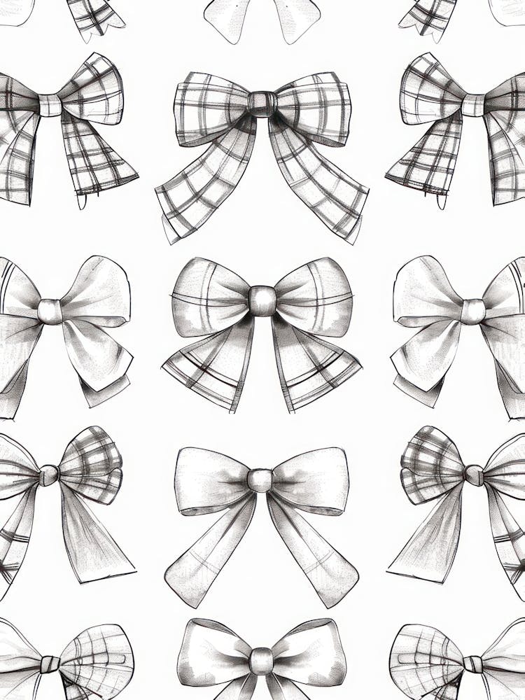 Black And White Bows 4 Pattern