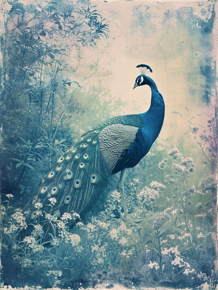 Vintage Photo Inspired Peacock In The Wild 1