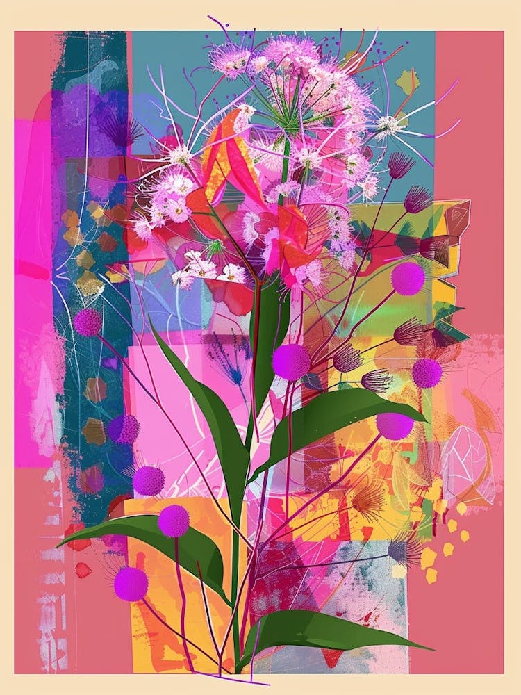 Gypsophila 1 Neon Flower Collage