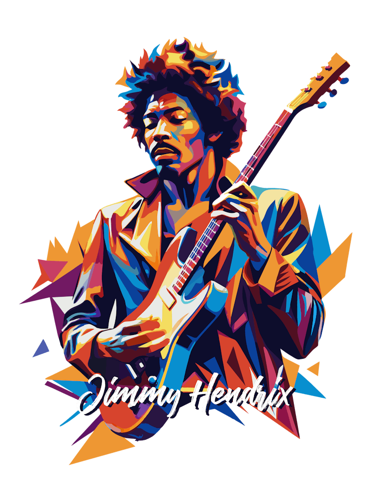Jimmy Hendrix 02 Portrait Music Icon Style WPAP Pop Art