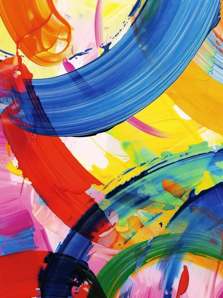 Rainbow Paint Brush Strokes Organic 3