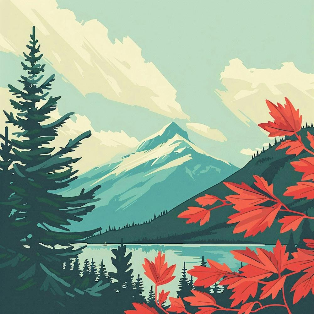 Autumn Leaves In The Mountains Canada