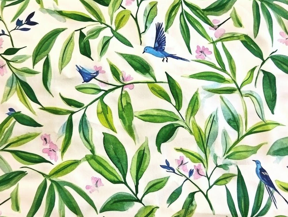 Blue Birds And Flowers