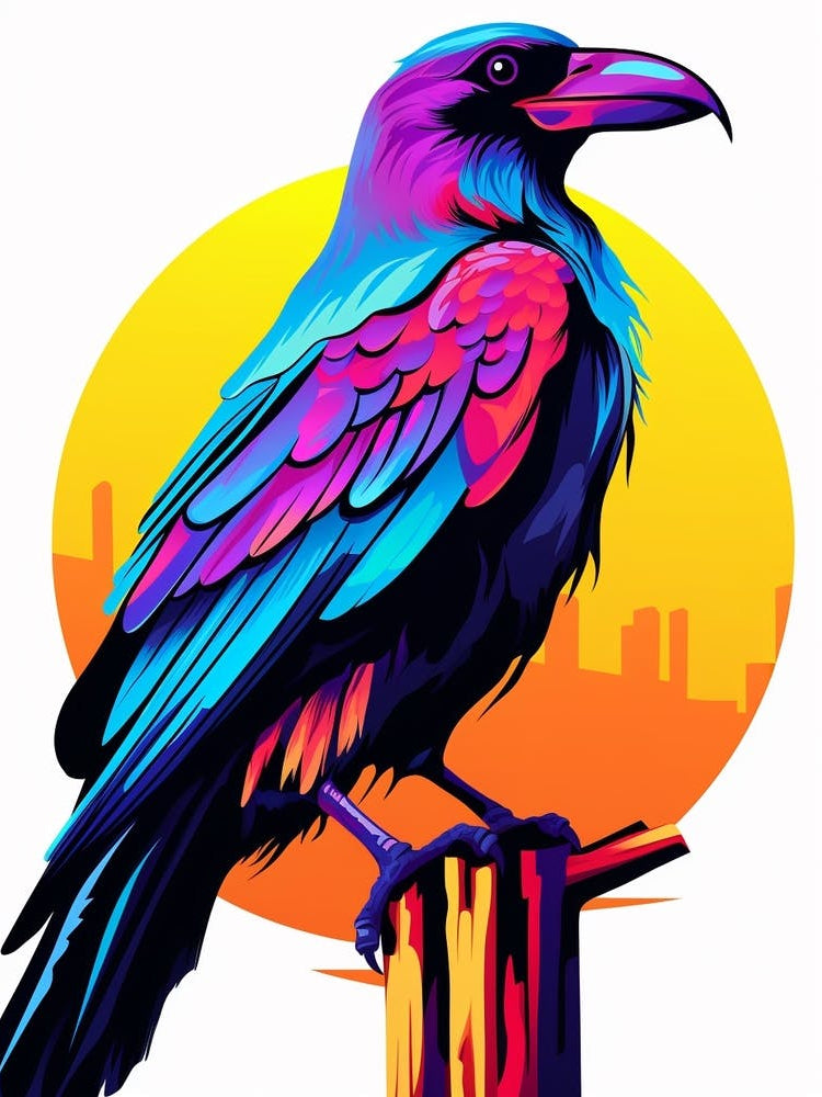 Colourful Geometric Bird Raven 3