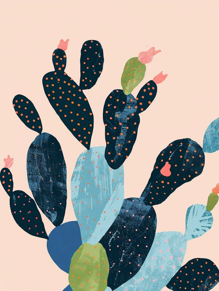 Opuntia Fragilis Minimalistische Abstrakte Illustration 2