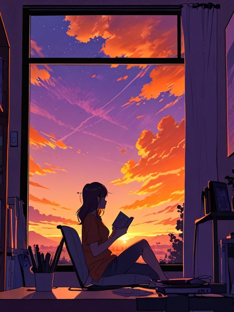 Anime Girl Reading A Book 4