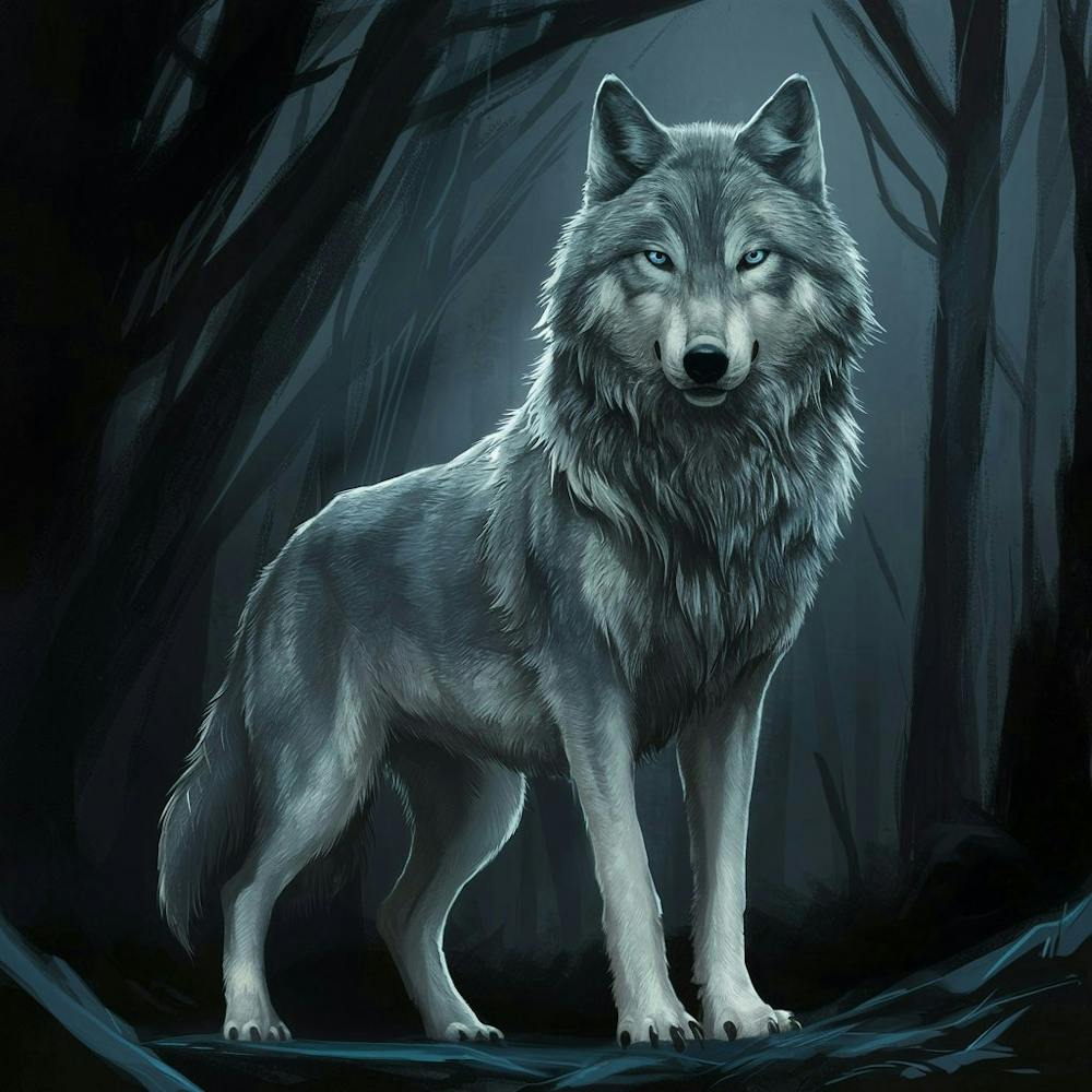 A Striking And Detailed Illustration Of A Majestic wolf