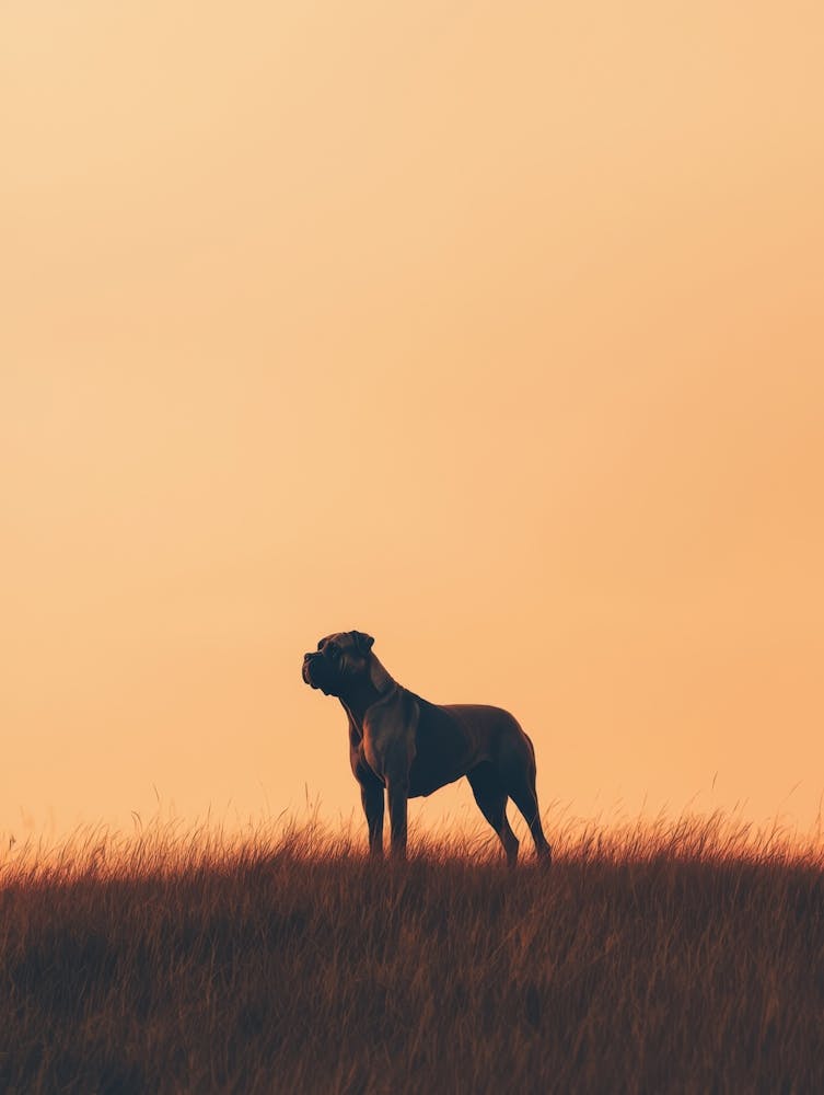Silhouette Of A Dog At Sunset. Generated AI. Wall