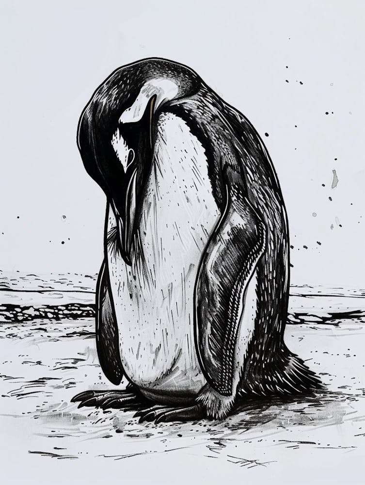 Emperor Penguin Preening Their Feathers 1