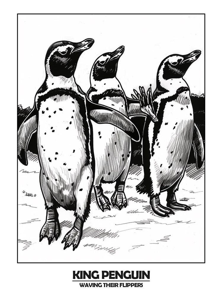 Penguin Waving Their Flippers Poster