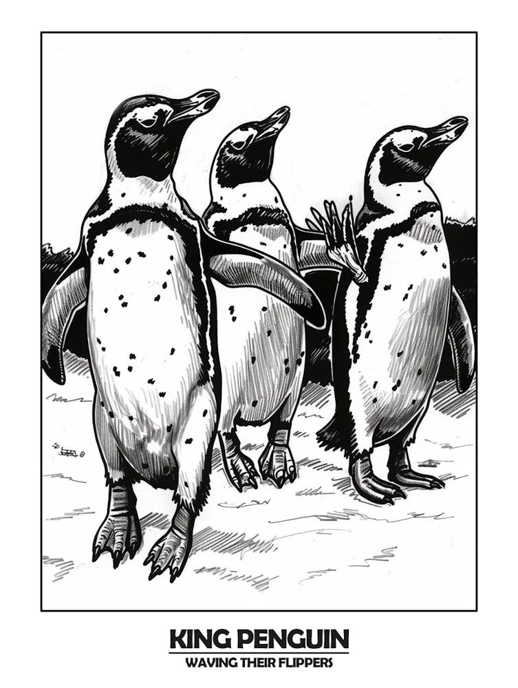 Penguin Waving Their Flippers Poster