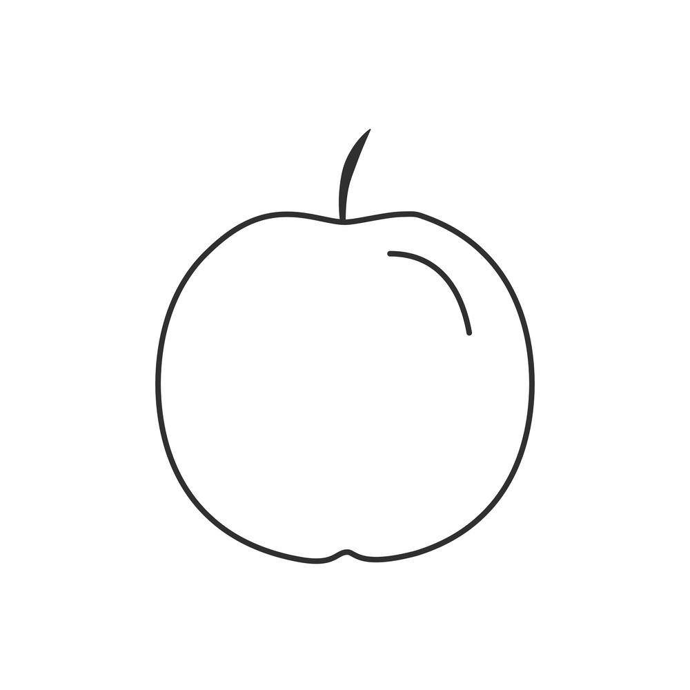 Apfel-Symbol Im Schwarzen Flachen Umriss-Design