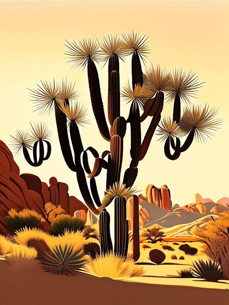 Joshua Trees In Grand Canyon Vintage Botanical Line Drawing  (5)