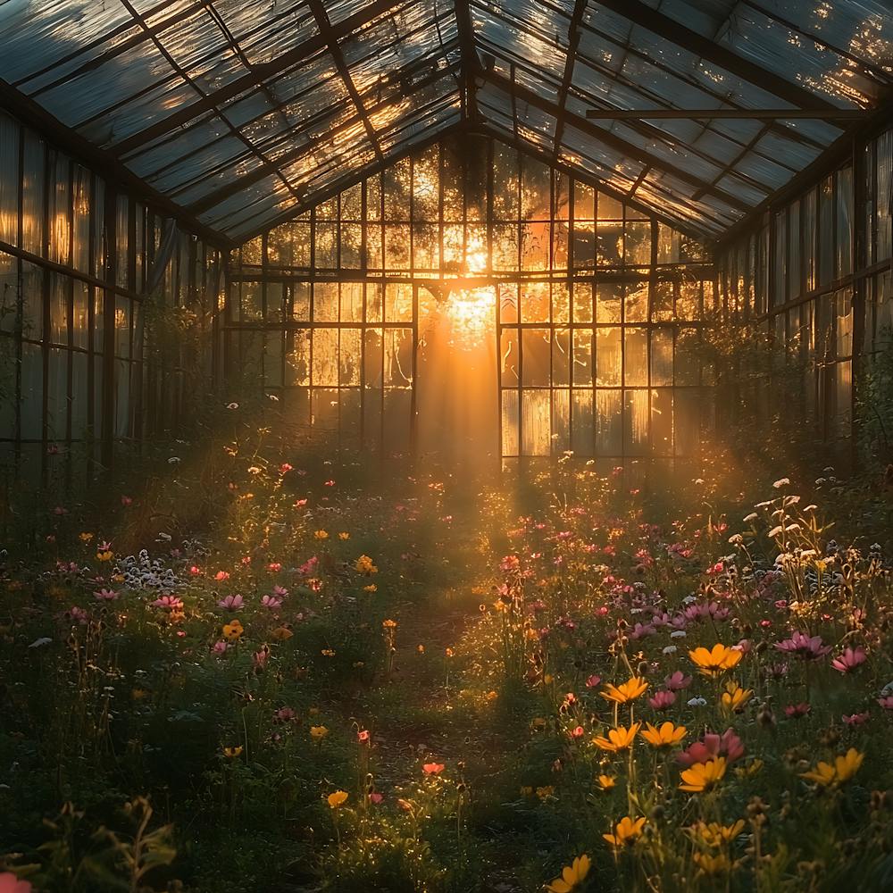 Abandoned Greenhouse Golden Sunset 8