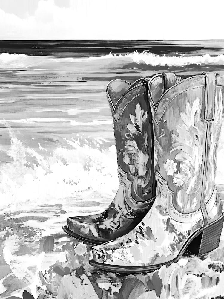 Cowboy Boots On The Beach 1