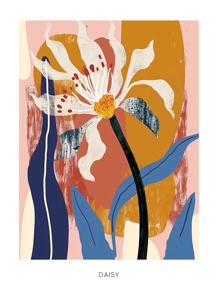 Colourful Flower Illustration Poster Daisy 2