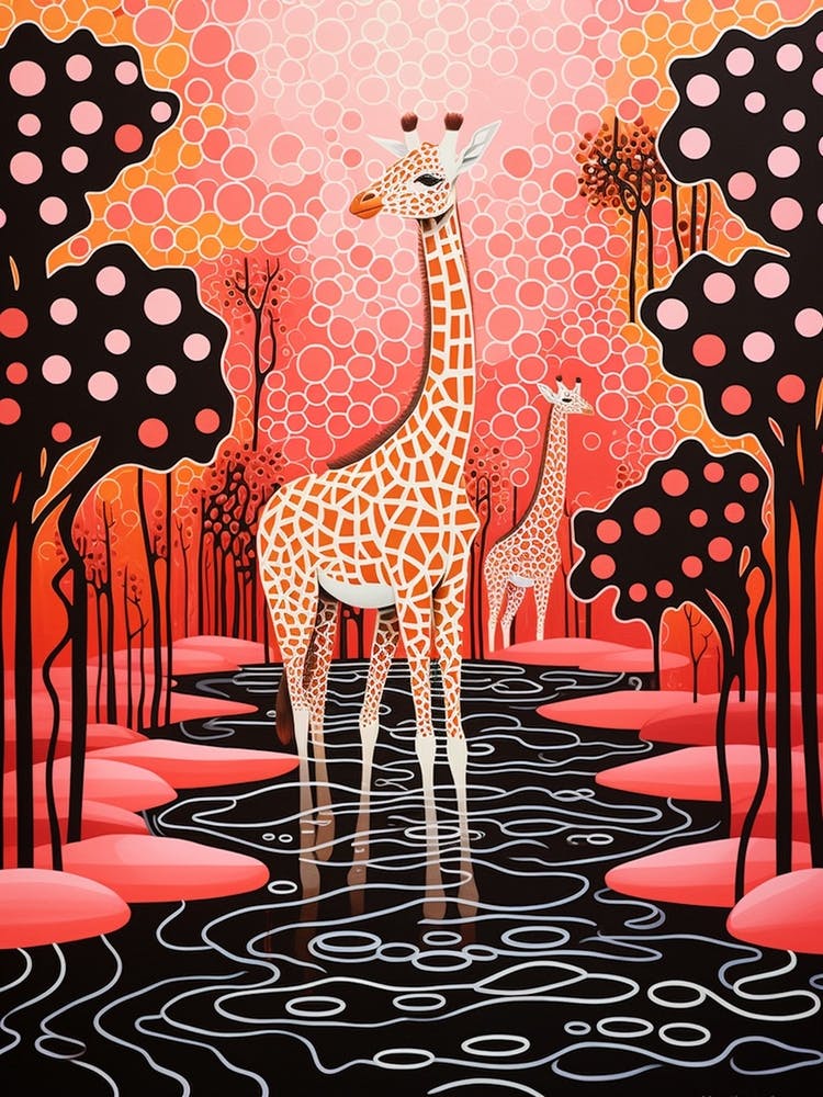 Swirl Pattern Giraffe Pink & Orange 2