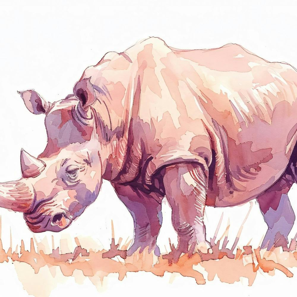 Rhino Watercolor Painting