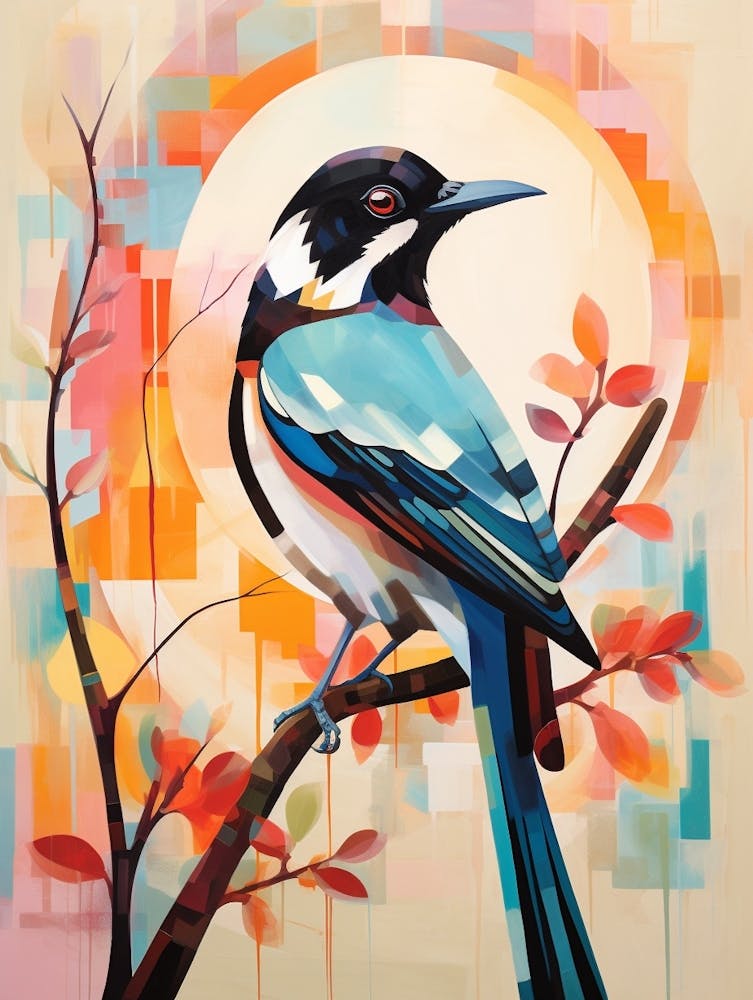 Peinture-Collage d'Oiseau - Pie 7