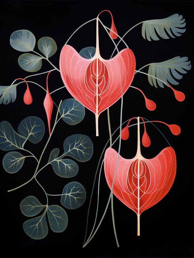 Bleeding Heart Dicentra 3 Hilma Af Klint Inspired Flower Illustration