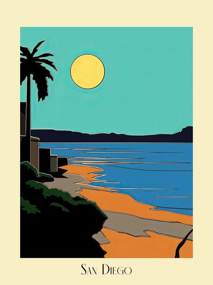 Poster Of Minimal Design Style Of San Diego California, Usa 4