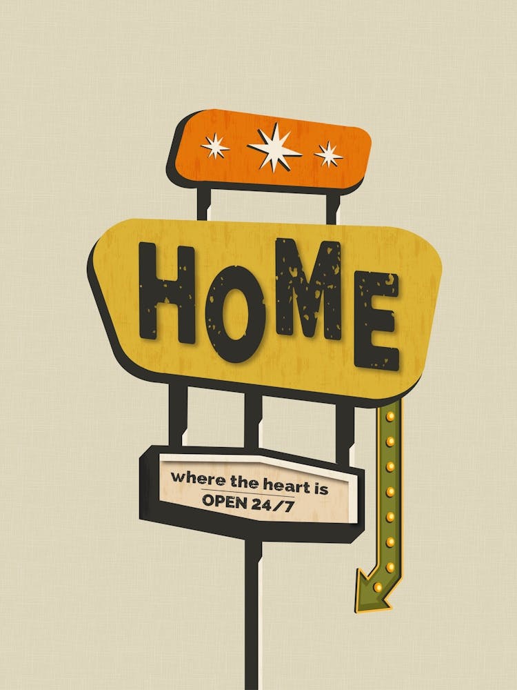 Mid Century Modern Home Sign Print