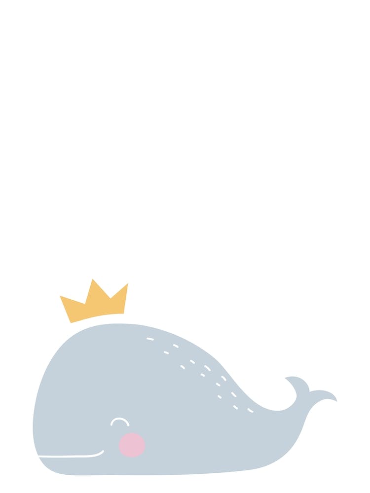 Scandi Blue Whale With Gold Crown